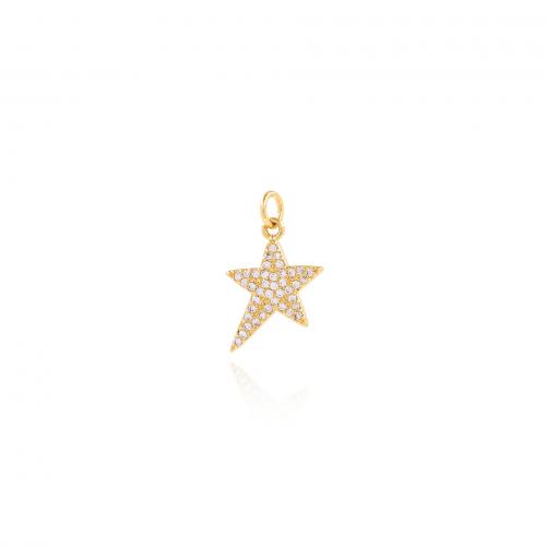 Cubic Zirconia Micro Pave Brass Pendant, Star, 18K gold plated, fashion jewelry & DIY & micro pave cubic zirconia, nickel, lead & cadmium free, 13x20.50x1.80mm, Sold By PC