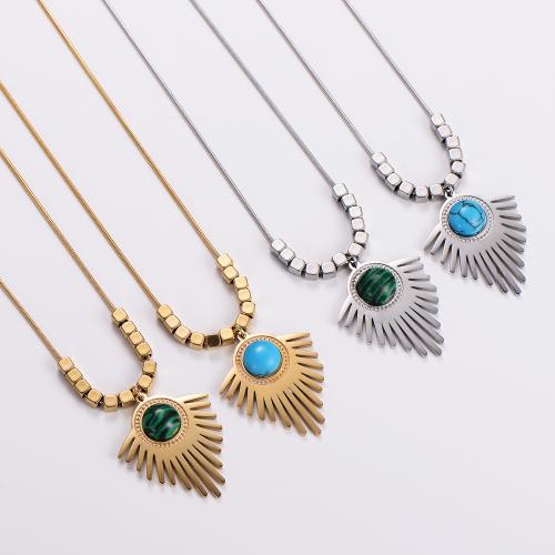 Stainless Steel Jewelry Necklace, 316L Stainless Steel, with turquoise, fashion jewelry & Unisex, more colors for choice, Sold Per Approx 45 cm Strand