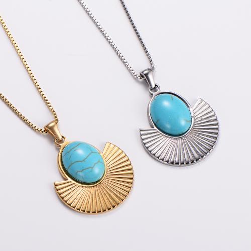 Stainless Steel Jewelry Necklace 316L Stainless Steel with turquoise with 5cm extender chain fashion jewelry & for woman Sold Per Approx 45 cm Strand