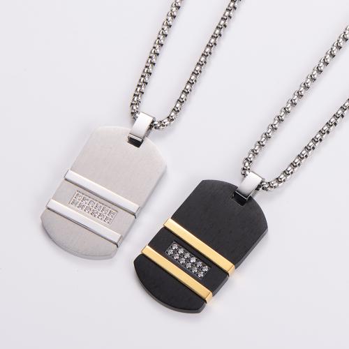 Stainless Steel Jewelry Necklace 316L Stainless Steel fashion jewelry & for man & with rhinestone Length Approx 60 cm Sold By PC