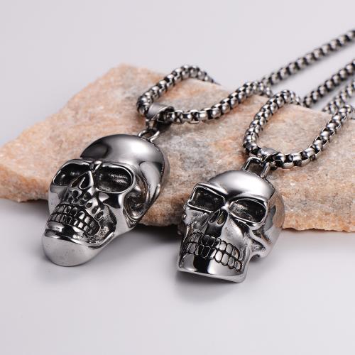 Stainless Steel smycken halsband, 316L rostfritt stål, Skull, mode smycken & olika storlek för val & för människan, ursprungliga färgen, Längd Ca 70 cm, Säljs av PC