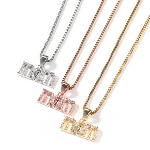 Cubic Zircon Micro Pave Brass Necklace, with 304 Stainless Steel Chain, fashion jewelry & micro pave cubic zirconia & for woman, more colors for choice, nickel, lead & cadmium free, 21x16mm, Length:Approx 60 cm, Sold By PC