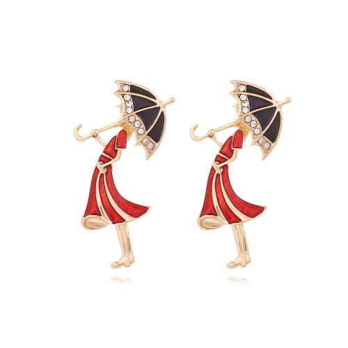 Tibetan Style Drop Earrings, Girl, gold color plated, fashion jewelry & for woman & enamel & with rhinestone, nickel, lead & cadmium free, 26x48mm, Sold By Pair