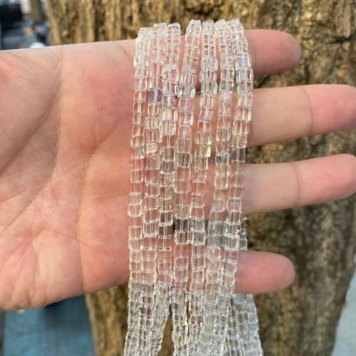 Natural Clear Quartz Beads, Cube, polished, DIY, clear, 4x4mm, Approx 96PCs/Strand, Sold Per Approx 40 cm Strand