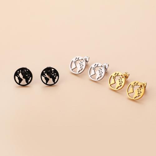 Stainless Steel Stud Earrings, 304 Stainless Steel, Round, plated, for woman, more colors for choice, 13x13mm, 12Pairs/Bag, Sold By Bag