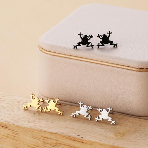 Stainless Steel Stud Earrings 304 Stainless Steel Frog plated for woman Sold By Bag