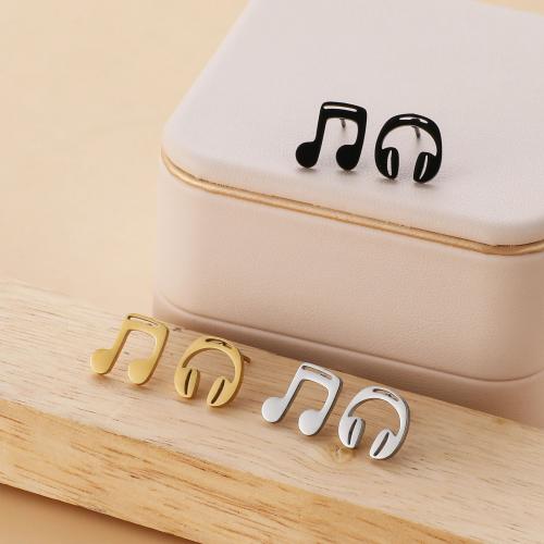 Stainless Steel Stud Earrings 304 Stainless Steel Music Note plated for woman Sold By Bag