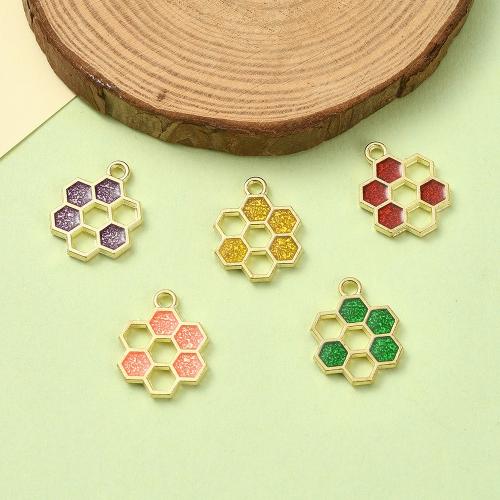 Tibetan Style Enamel Pendants, Flower, gold color plated, DIY, mixed colors, nickel, lead & cadmium free, 10PCs/Bag, Sold By Bag
