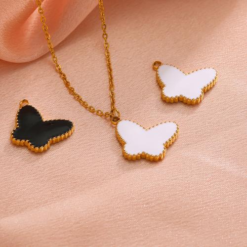 Stainless Steel Animal Pendants 304 Stainless Steel Butterfly plated DIY & enamel Sold By Bag