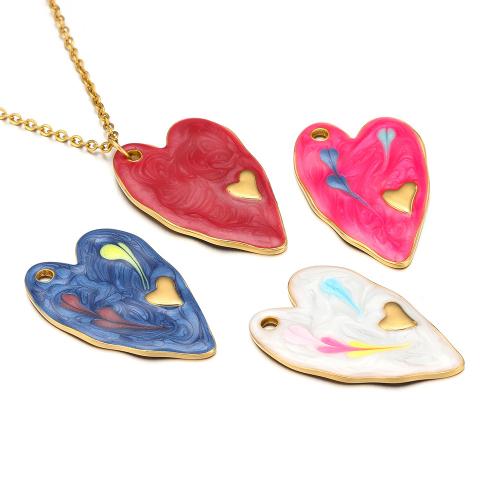 Stainless Steel Heart Pendants, 304 Stainless Steel, plated, DIY & enamel, more colors for choice, 24x36mm, 5PCs/Bag, Sold By Bag