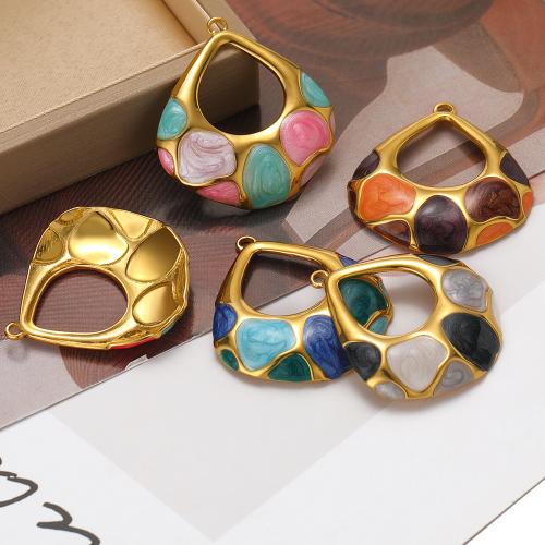 Stainless Steel Pendants, 304 Stainless Steel, plated, DIY & enamel, more colors for choice, 34x34mm, 5PCs/Bag, Sold By Bag