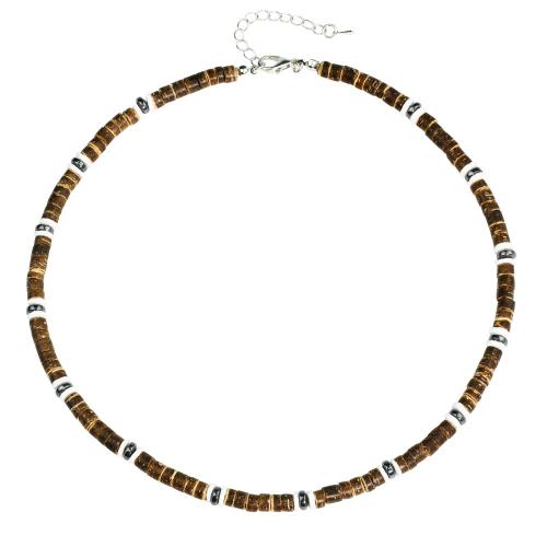 Colar bijuterias, Coco, with Hematita & concha, with 2 Inch extender chain, feito à mão, joias de moda & para o homem, comprimento Aprox 18 inchaltura, vendido por PC