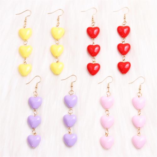 Acrylic Jewelry Earring, with Brass, Heart, painted, fashion jewelry & for woman, more colors for choice, 90x16mm, Sold By Pair