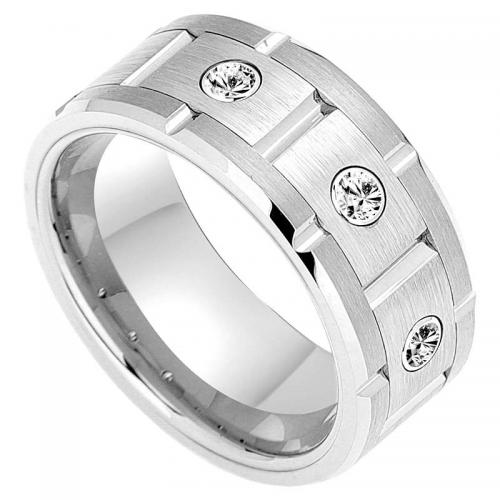 Rhinestone-Edelstahl -Finger-Ring, 304 Edelstahl, plattiert, unisex & verschiedene Größen vorhanden & mit Strass, keine, verkauft von PC
