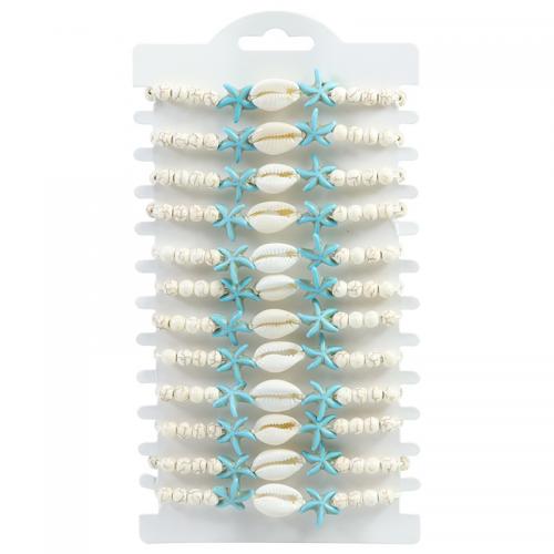 Shell šperky náramek, Skořápka, s tyrkysový & Vosk, ruční práce, různé styly pro výběr & pro ženy, bílý, Délka Cca 11-30 cm, Prodáno By PC