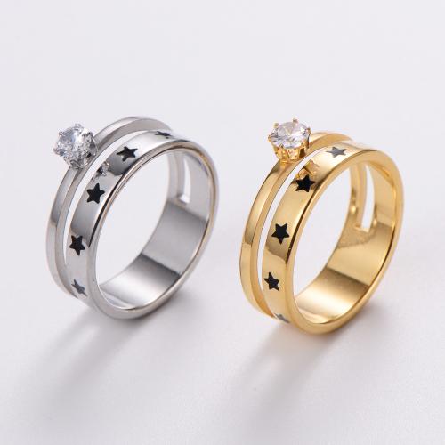 Nerezové Šatonové prst prsten, 304 Stainless Steel, á, různé velikosti pro výběr & pro ženy & epoxy samolepky & s drahokamu, více barev na výběr, Prodáno By PC