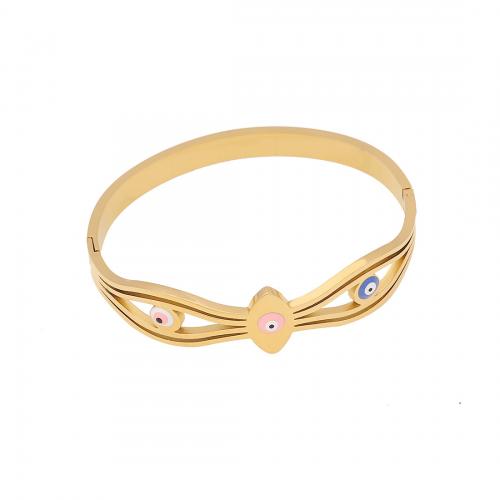 304 Stainless Steel Bangle gold color plated & for woman & enamel Inner Approx Sold By PC