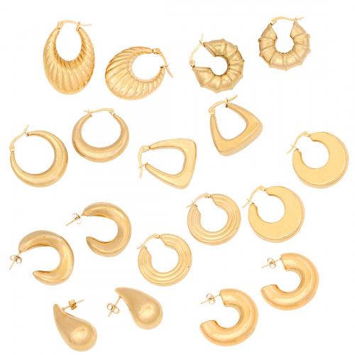 304 Stainless Steel Lever Back Earring Geometrical Pattern gold color plated & for woman earring length 15-40mm Sold By Pair