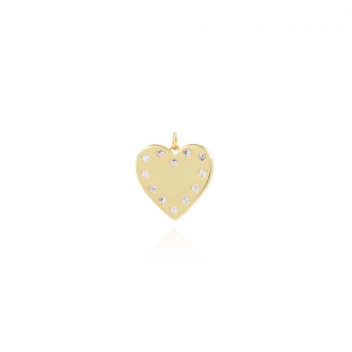 Cubic Zirconia Micro Pave Brass Pendant, Heart, 18K gold plated, fashion jewelry & DIY & micro pave cubic zirconia, nickel, lead & cadmium free, 21.50x24x2mm, Sold By PC