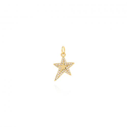 Cubic Zirconia Micro Pave Brass Pendant, Star, 18K gold plated, fashion jewelry & DIY & micro pave cubic zirconia, nickel, lead & cadmium free, 13x21x2.20mm, Sold By PC