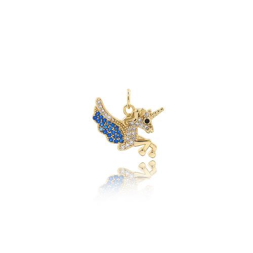 Cubic Zirconia Micro Pave Brass Pendant Unicorn plated fashion jewelry & DIY & micro pave cubic zirconia nickel lead & cadmium free Sold By PC