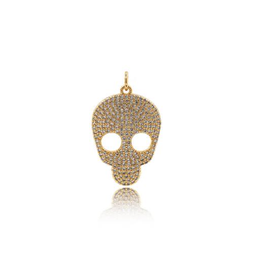 Cubic Zirconia Micro Pave Brass Pendant, Skull, plated, fashion jewelry & DIY & micro pave cubic zirconia & hollow, more colors for choice, nickel, lead & cadmium free, 28.50x30.50x4mm, Sold By PC