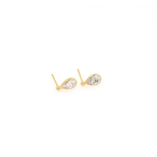 Cubic Zirconia Micro Pave Brass Earring, Teardrop, 18K gold plated, fashion jewelry & micro pave cubic zirconia & for woman, nickel, lead & cadmium free, 6.50x11.50x3.50mm, Sold By Pair
