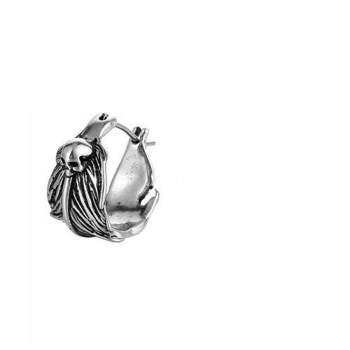 Boucle d'oreille Acier Titane, Placage, bijoux de mode, argent, 17.50x15.50mm, Vendu par PC