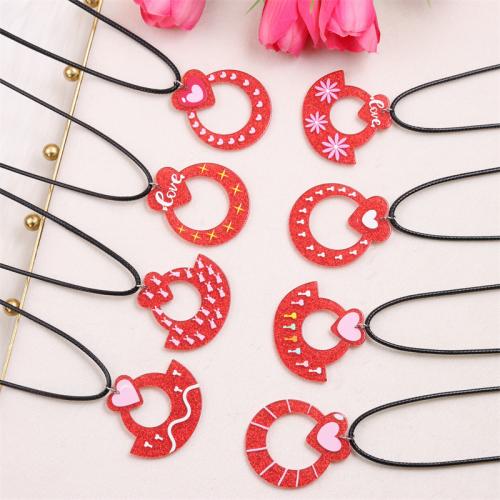 Acrylic Necklace, with leather cord, with 5cm extender chain, printing, fashion jewelry & different styles for choice & for woman, Length:Approx 40-45 cm, Sold By PC