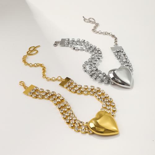 Zinc Alloy Jewelry Sets Heart plated fashion jewelry & for woman & with rhinestone nickel lead & cadmium free Sold By PC