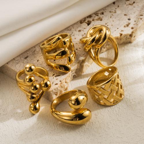 Edelstahl Ringe, 304 Edelstahl, 18K vergoldet, Modeschmuck & verschiedene Größen vorhanden & verschiedene Stile für Wahl & für Frau, frei von Nickel, Blei & Kadmium, verkauft von PC