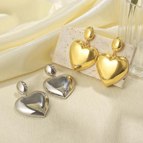 Tibetan Style Stud Earring, Heart, plated, fashion jewelry & for woman, more colors for choice, nickel, lead & cadmium free, 60x40mm, Sold By Pair
