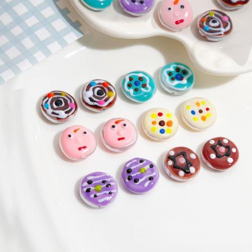 Kunststoffperlen, Kunststoff Perlen, flache Runde, DIY & verschiedene Muster für Wahl & Emaille, 16mm, ca. 5PCs/Tasche, verkauft von Tasche