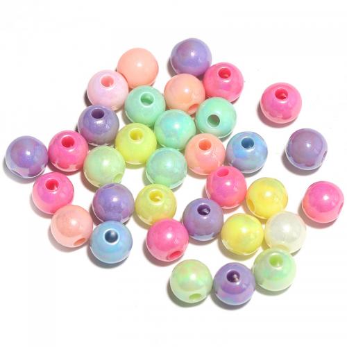 Perles acryliques mixtes, Acrylique, Rond, Placage coloré, DIY & normes différentes pour le choix, couleurs mélangées, Environ 1000sol/sac, Vendu par sac