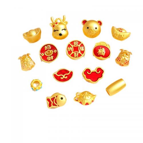 مجوهرات سبائك الزنك الخرز, مع يشم, مطلي, ديي & أنماط مختلفة للاختيار & مينا, ذهبي, تباع بواسطة PC