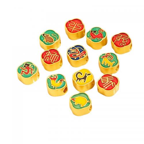 Tibetan Style Jewelry Beads, plated, DIY & different styles for choice & enamel, golden, Sold By PC