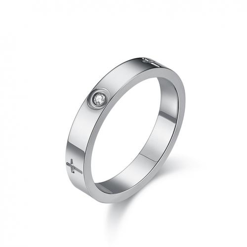 Titantium Steel finger ring, Titan Stål, polerad, olika storlek för val & micro bana cubic zirconia & för kvinna, fler färger för val, Säljs av PC