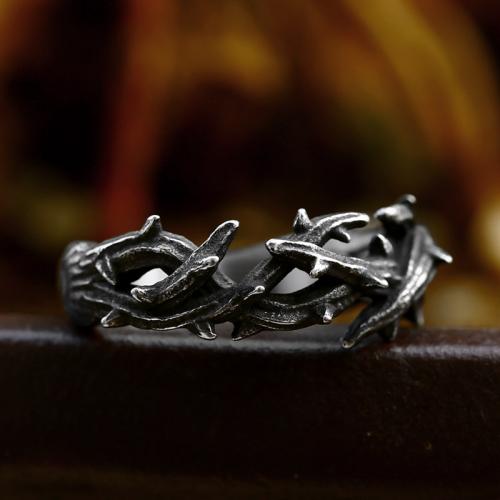 Titanium Steel Finger Ring, Branch, polished, vintage & different size for choice & for man, original color, US Ring Size:7-13, Sold By PC