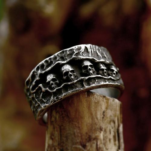Partículas de acero anillo, Calavera, pulido, Vintage & diverso tamaño para la opción & para hombre, tamaño:7-13, Vendido por UD