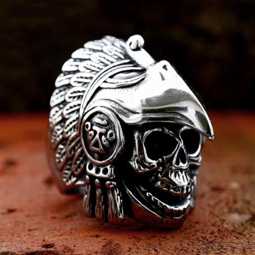Titanium Steel Finger Ring Skull polished vintage & for man US Ring Sold By PC