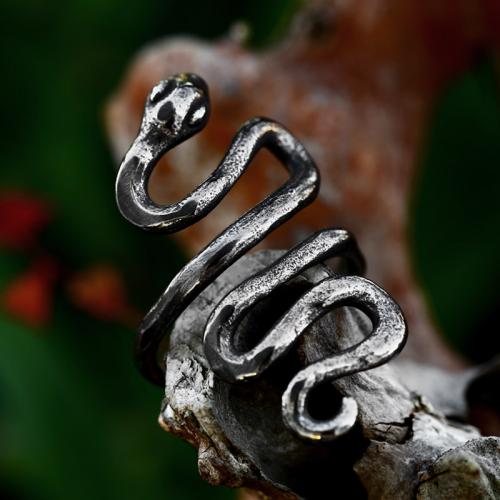 Partículas de acero anillo, Serpiente, pulido, Vintage & diverso tamaño para la opción & para hombre, color original, tamaño:7-13, Vendido por UD