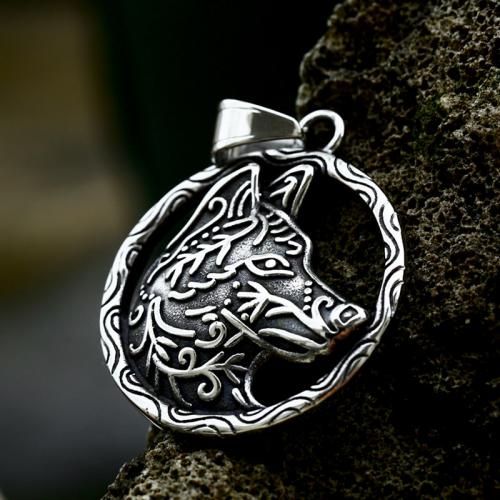 Stainless Steel Animal Pendants 304 Stainless Steel Wolf polished vintage & DIY & hollow original color Sold By PC