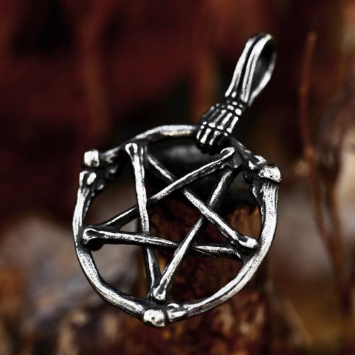 Stainless Steel Pendants, 304 Stainless Steel, pentagram, polished, vintage & DIY & hollow, original color, 31.80x47.90mm, Sold By PC