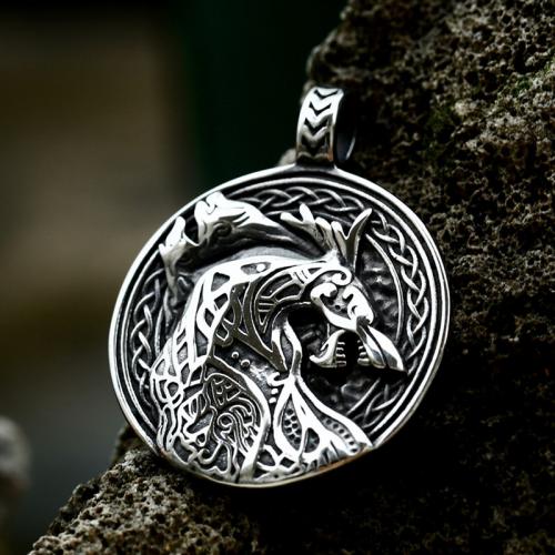 Stainless Steel Animal Pendants, 304 Stainless Steel, Wolf, polished, vintage & DIY, original color, 35.80x45.50mm, Sold By PC