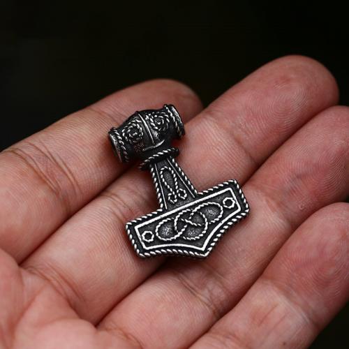 Stainless Steel Pendants, 304 Stainless Steel, Hammer of Thor, polished, vintage & DIY, original color, 25.70x35.10mm, Sold By PC