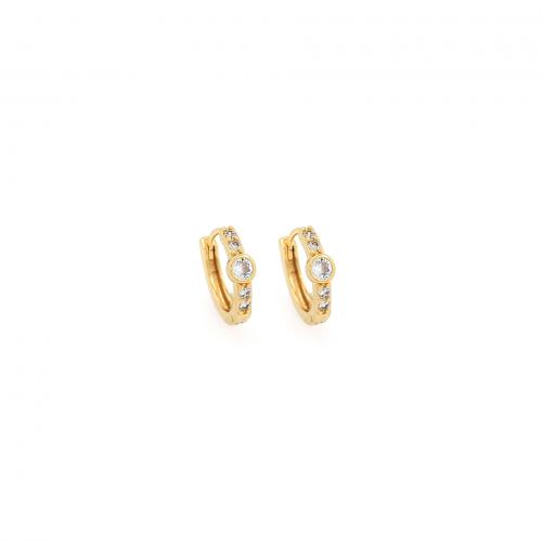 Cubic Zirconia Micro Pave Brass Earring, 18K gold plated, fashion jewelry & micro pave cubic zirconia & for woman, nickel, lead & cadmium free, 13x14.50x3.80mm, Sold By Pair