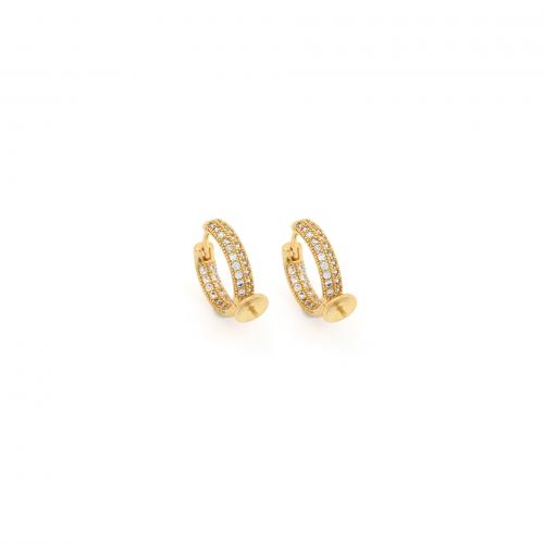 Brass Hoop Earring Components, 18K gold plated, fashion jewelry & DIY & micro pave cubic zirconia, nickel, lead & cadmium free, 15.50x19x5.80mm, Sold By Pair