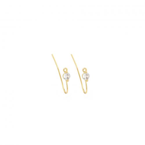Brass Hook Earwire, 18K gold plated, fashion jewelry & DIY & micro pave cubic zirconia, nickel, lead & cadmium free, 11.50x22.50x4mm, Sold By Pair