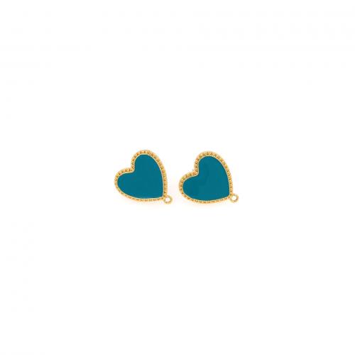 Brass Earring Drop Component Heart 18K gold plated fashion jewelry & DIY & enamel nickel lead & cadmium free Sold By Pair