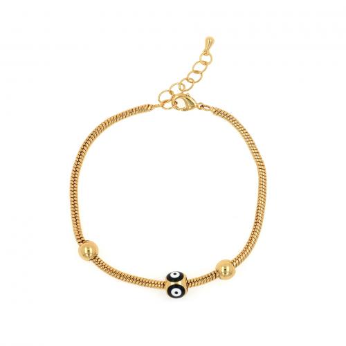 Evil Eye Jewelry Bracelet, Brass, with 4cm extender chain, 18K gold plated, fashion jewelry & Unisex & enamel, nickel, lead & cadmium free, Length:Approx 17.5 cm, Sold By PC